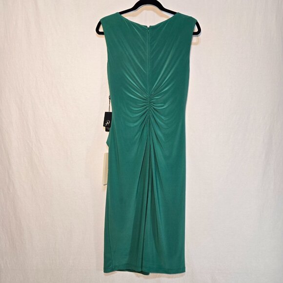 ADRIANNA PAPELL Old Money Stretchy Emerald Sleeveless Shift Dress Size 12 NEW! - Picture 2 of 16